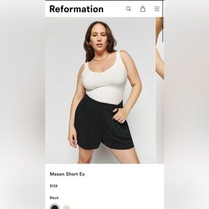 Reformation Mason High Waist Black Shorts